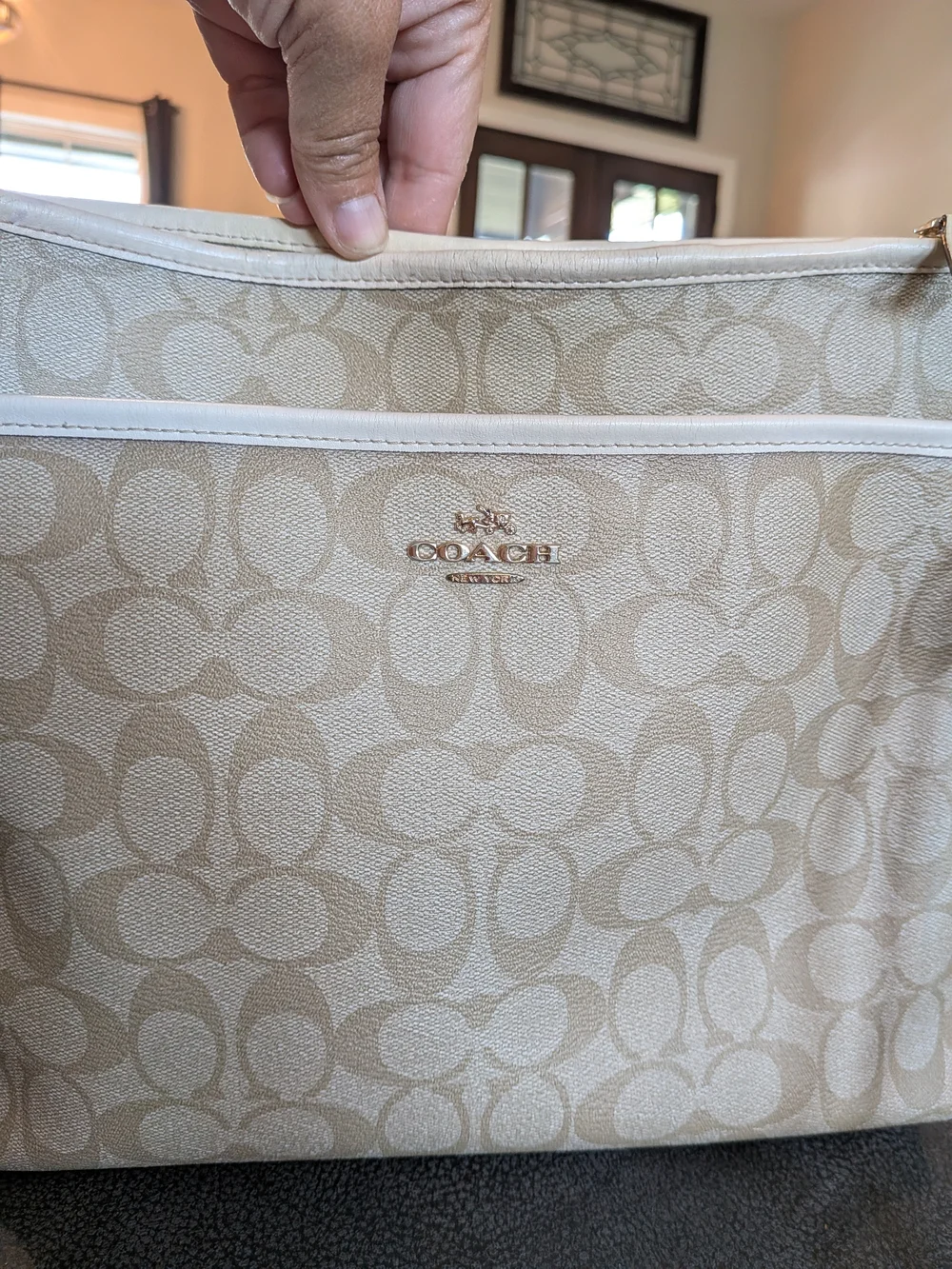 Coach Signature Canvas Crossbody Bag in Khaki/Chalk